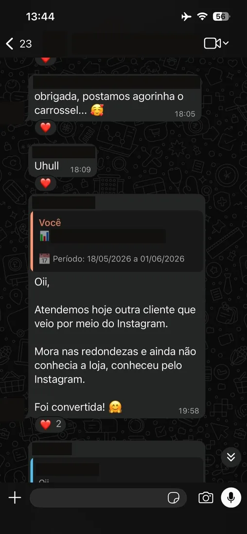 Loja atende cliente que veio pelo Instagram, mora nas redondezas e foi convertida