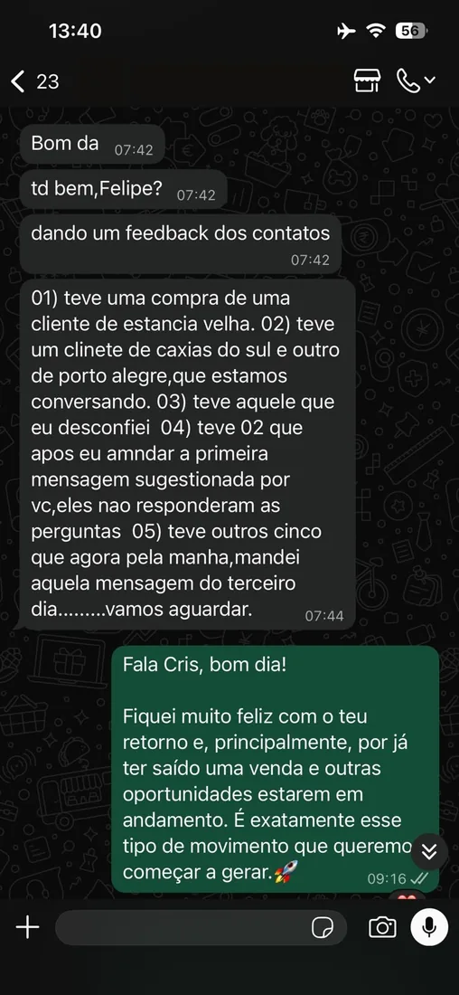 Distribuidora detalha os contatos recebidos, com uma compra fechada e negociacoes em andamento